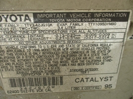 1996 TOYOTA T100 WHITE XTRA 3.4L AT 4WD Z16361